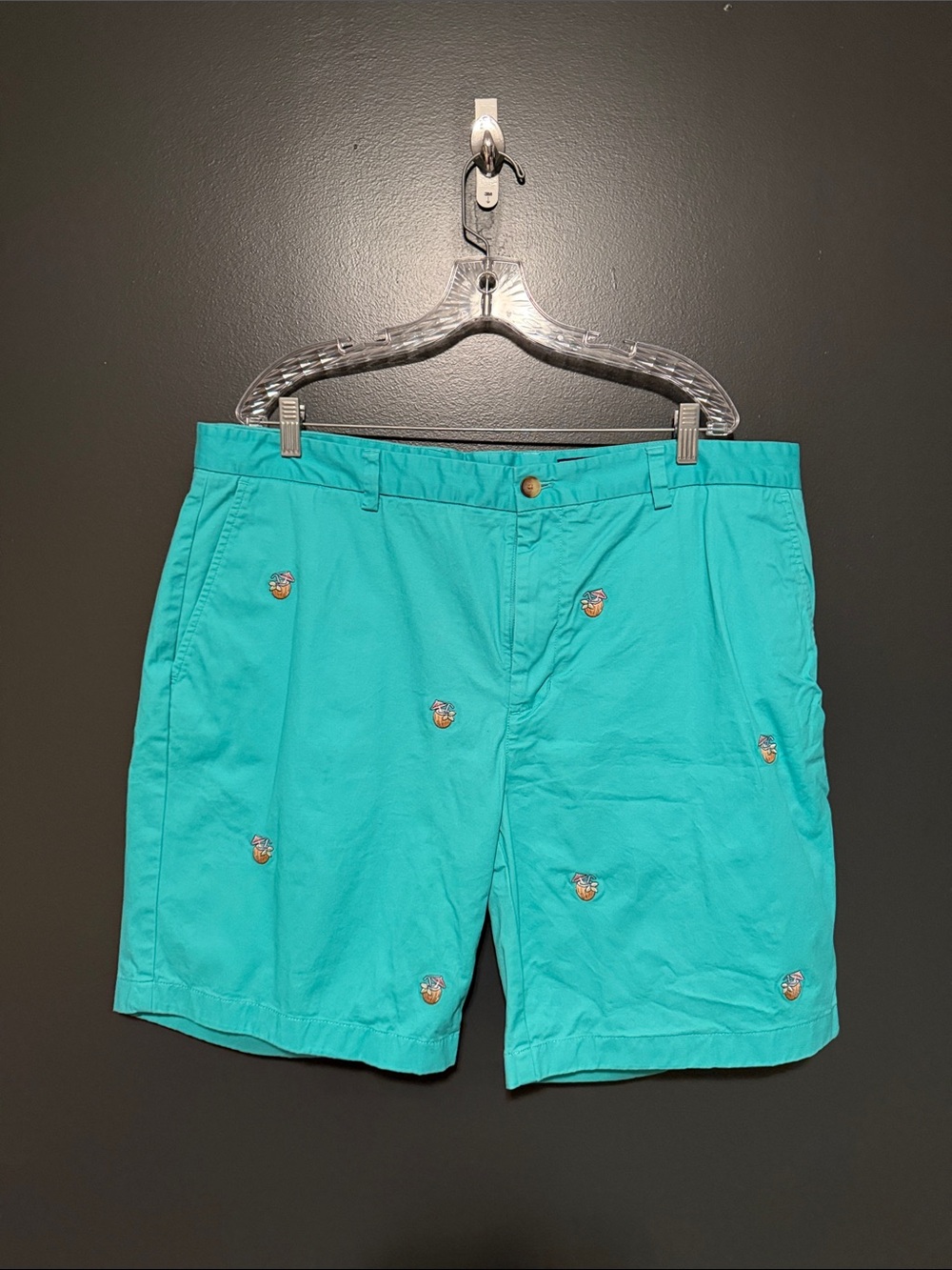 Vineyard Vines Teal Embroidered Cotton Shorts